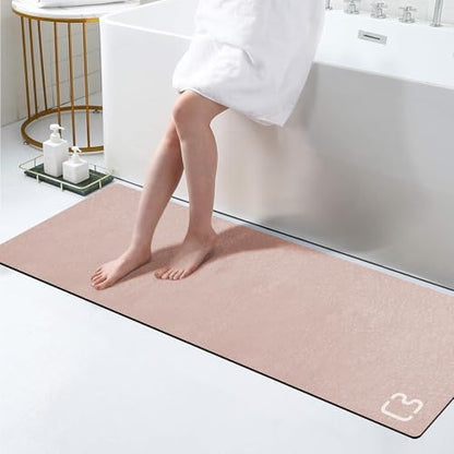 Extra Long Bathroom Runner Stone Bath Mats for Bathroom,17"x59"Blush Pink