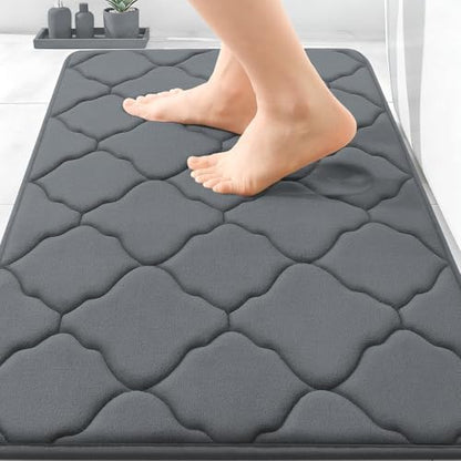 OLANLY Memory Foam Bath Mat Rug 30x20, Ultra Soft Bathroom Rugs, Dark Grey