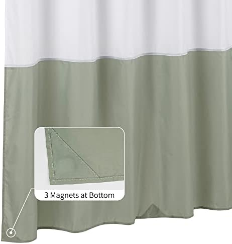 ALYVIA SPRING Waterproof Fabric Shower Curtain or Liner White/Sage, 72x72