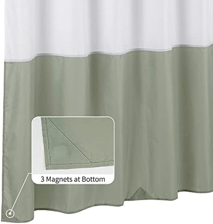 ALYVIA SPRING Waterproof Fabric Shower Curtain or Liner White/Sage, 72x72
