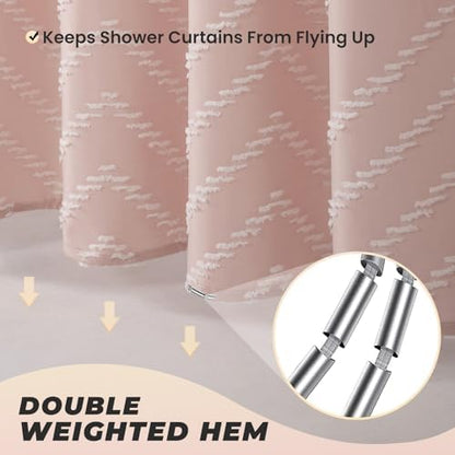 Blush Pink Boho Fabric Shower Curtain 72 x 72 Inches