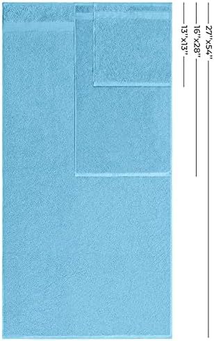 American Veteran Towel, 100% Cotton Turkish 6 Piece Towel Set Luxury Towels Set of 6 for Bathroom Essentials, 2 Bath Towels 2 Hand Towels 2 Washcloths, Sky Blue
