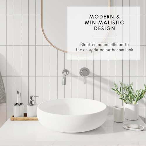 Clara Clark Bathroom Accessories Set - 28PC Bathroom Set with Adhesive Corner Shower Caddy Hanging, Bathroom Sets with Shower Curtain and Rugs, White Shower Curtain Set with Bathroom Trash Can