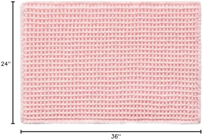 TYUU Waffle Bath Mat, Cute Bathroom Rugs Non Slip, 36x24 Light Peachy Pink