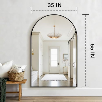 FICTOR 35" x 55" Arched Bathroom Vanity Mirror for Over Sink, Black