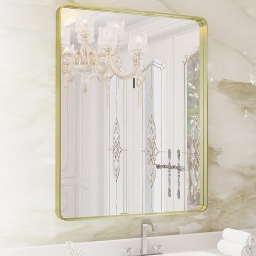 WEER Gold Bathroom Vanity Mirror 28X36 Inch