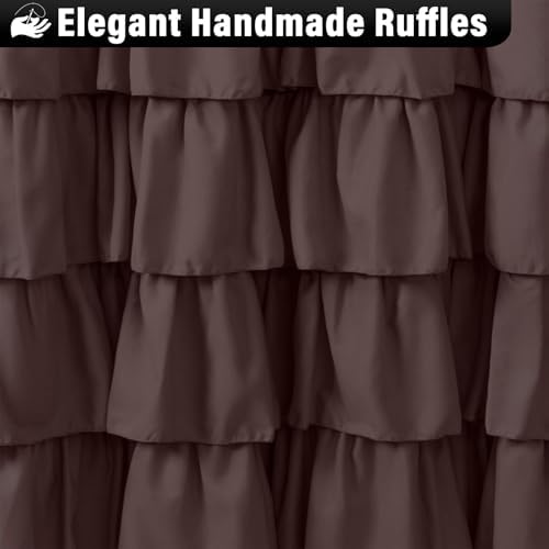 Seasonwood Brown Ruffle Shower Curtain Farmhouse Shower Curtain 72 X 72