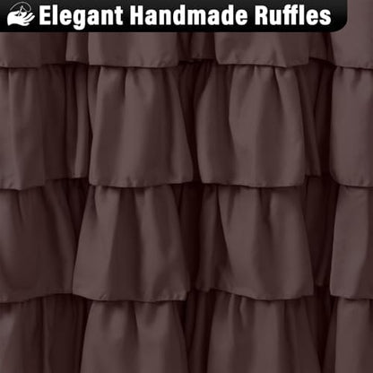 Seasonwood Brown Ruffle Shower Curtain Farmhouse Shower Curtain 72 X 72