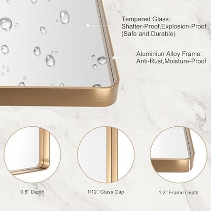 LOAAO 24"X36" Gold Bathroom Mirror