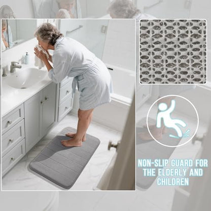 Yimobra Memory Foam Bathroom Mat Set, 31.5 x 20 & 24 x 20 in, Gray