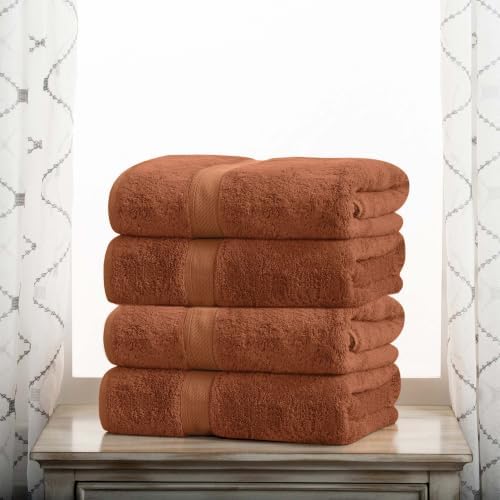 Superior Egyptian Cotton Plush & Absorbent, Bath Towel Set of 4, Rust