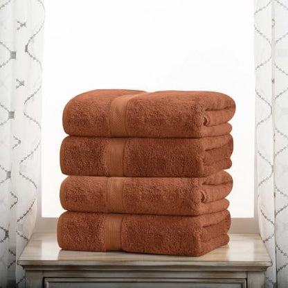 Superior Egyptian Cotton Plush & Absorbent, Bath Towel Set of 4, Rust