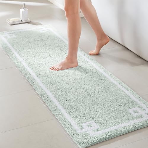 Madison Park Evan 100% Cotton Bathroom Rug Non Slip Backing-Luxrurious Tufted Plush Bath Mat Absorbent, Quick Dry, Spa Design Shower Room Décor, 20x30, Seafoam (Pack of 2)