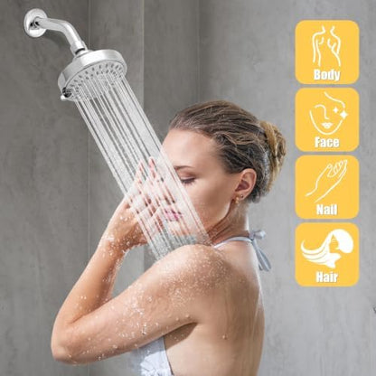 AISOSO High Pressure Rain Shower Head 2PCS 5 Modes 4.1 Inch Chrome Silver
