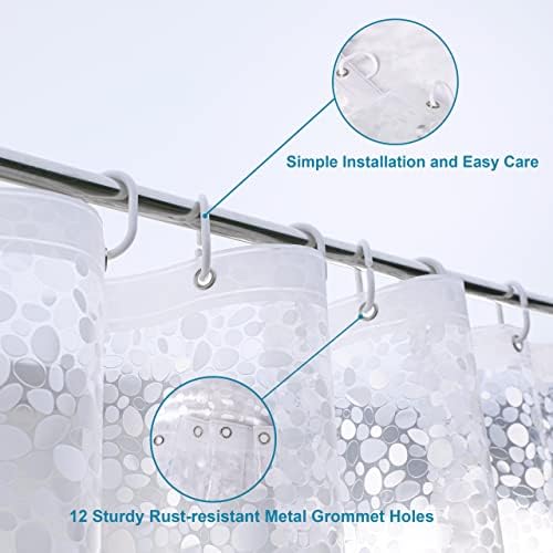 NTBAY EVA Shower Curtain Liner, 72 x 72, 6 Gauge, Semi Clear Pebbles