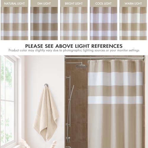 Madison Park Spa Waffle Shower Curtain Pieced Fabric with 3M Scotchgard Moisture Management Modern Home Bathroom Decorations, Stall 54"x78", Taupe