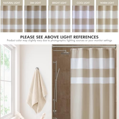 Madison Park Spa Waffle Shower Curtain Pieced Fabric with 3M Scotchgard Moisture Management Modern Home Bathroom Decorations, Stall 54"x78", Taupe