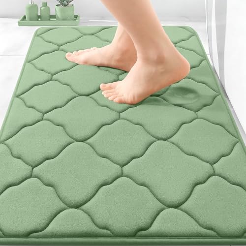OLANLY Memory Foam Bath Mat Rug 30x20, Ultra Soft Bathroom Rugs, Sage Green