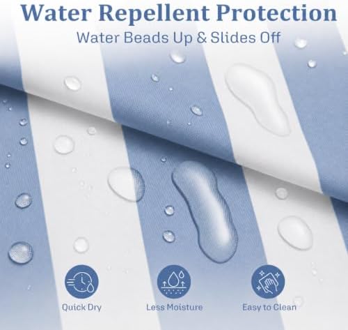 Ohocut Vertical Striped Shower Curtain, Cute Retro Vintage Blue Stripe Bathroom Shower Curtain, Waterproof Polyester Fabric Modern Bath Curtain for Bathroom 72x72 Inches Blue