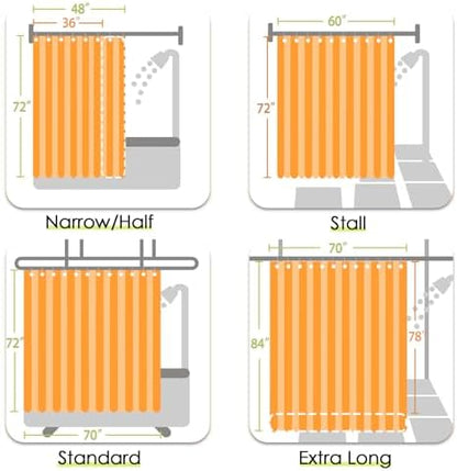 jinchan Extra Long Blue Shower Curtain for Bathroom 70x84 inch 12 Hooks