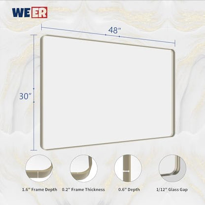 WEER Brushed Nickel Bathroom Vanity Mirror 48X30 Inch