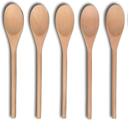 5 PCS Wooden Spoons for Cooking, 12 inch Soup Spoons for Eating, Mixing Stirring Tasting Food, long handle Spoon for Cooking and DIY