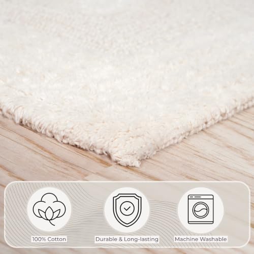 Lavish Home Bathroom Rugs Set, Ivory, Set of 2, 35”/25”
