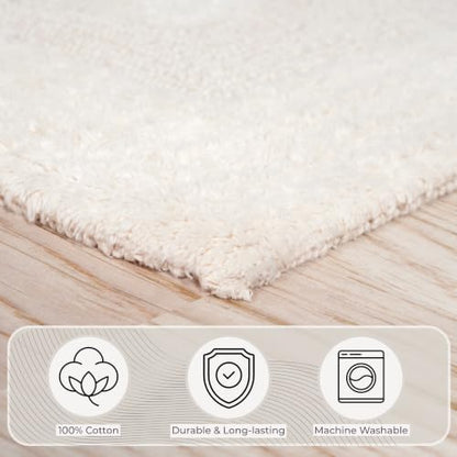 Lavish Home Bathroom Rugs Set, Ivory, Set of 2, 35”/25”