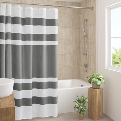 Madison Park Spa Waffle Extra Wide Shower Curtain, 108 x 72, Charcoal