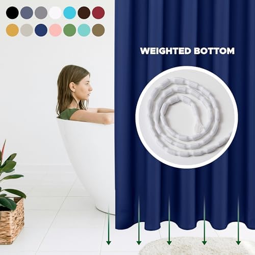 Fabric Shower Curtain Liner 72x72 Inch-Navy Standard Size Shower Liners