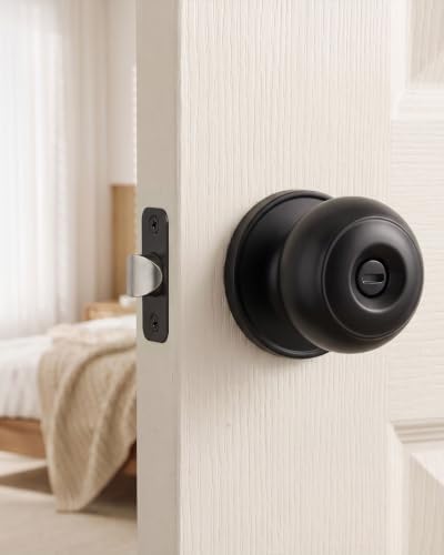 Haidms 5 Pack Matte Black Door Knobs Interior Privacy, Black Interior Door Knobs for Bedroom or Bathroom Classic Round Doorknobs Hardware