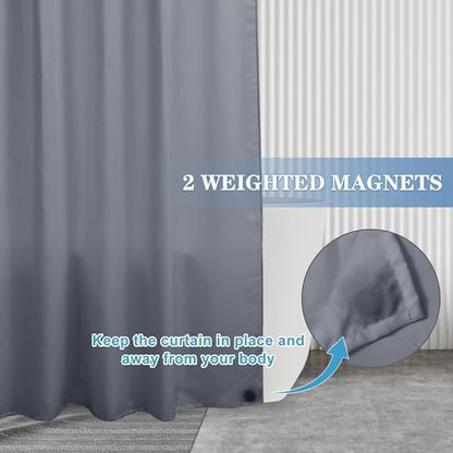 Nasitos Fabric Shower Curtain Liners with Magnets 2 Pcs 72X78 Inch Grey