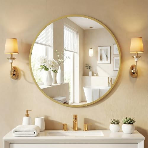 NEWBULIG 20 Inch Round Wall Mirror, Bathroom Mirrors for Over Sink