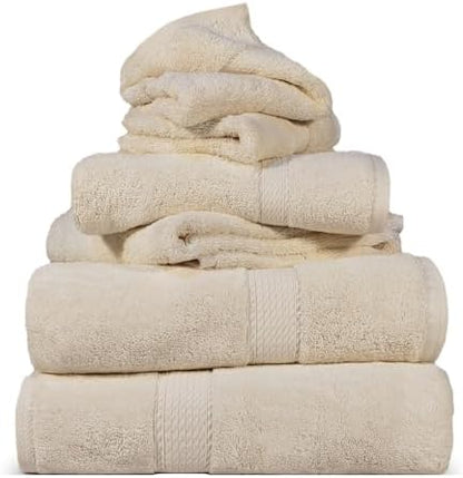 SUPERIOR Egyptian Cotton Ultra Plush & Absorbent, 6 Piece Set, Cream