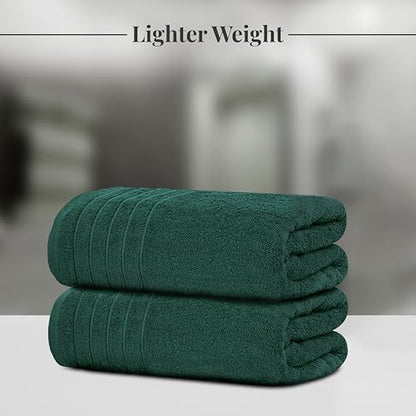 Tens Towels 2 Piece Extra Large Bath Sheets 35 x 70 Inches, Hunter Green