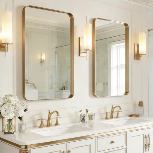 USHOWER Gold Bathroom Mirrors for Over Sink 24"x36" 2 Pack