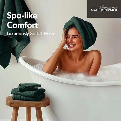 Madison Park Cotton Bath Sheet 2 Piece Oversized, 800GSM, 34" x 68" Green