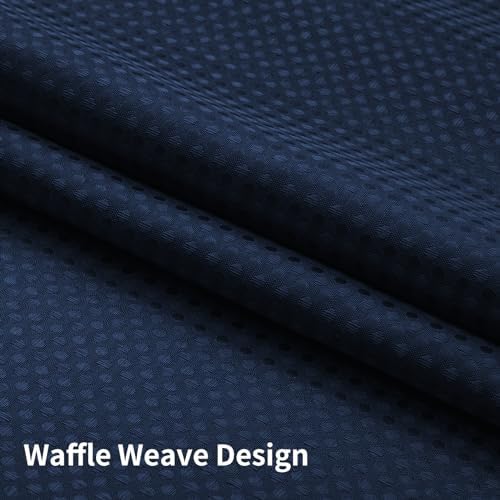Colorful Star Navy Blue No Hook Waffle Shower Curtain Set, 72" W x 87" L