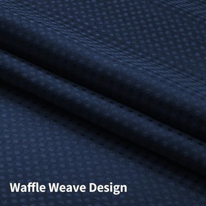 Colorful Star Navy Blue No Hook Waffle Shower Curtain Set, 72" W x 81" L
