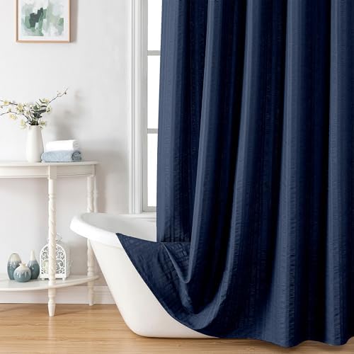 Aiyufeng Moga Navy Blue Shower Curtain, 3D Design Fabric Shower Curtains, Premium Spa Quality Modern Shower Curtains for Bathroom, 36"x72", Dark Blue