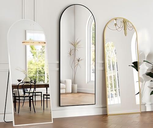 Dewfig Mirror Full Length, 64"X20" Arched Floor Mirror, Black