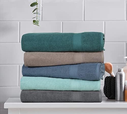 HILLFAIR 100% Cotton 2 Pc XXL Oversized Bath Towel Set 40"x 80"- Stone