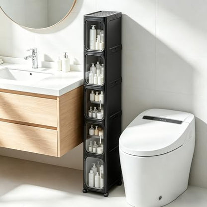 LXLXXL 5-Tier Narrow Storage Cabinet Slim Bathroom Tall Skinny Organizer