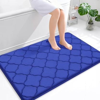 OLANLY Memory Foam Bath Mat Rug 47x32, Ultra Soft Bathroom Rugs, Royal Blue