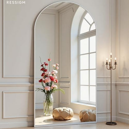 Dewfig Arched Full Length Mirror, 76"x34" Large Floor Mirror, White