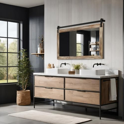 COGOOD Farmhouse Bathroom Mirrors for Over Sink - 26 x 41 Striped Brown