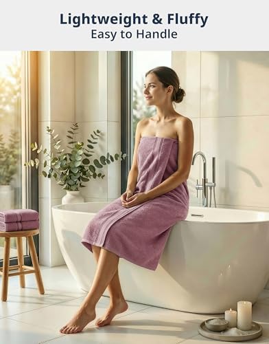LANE LINEN Bath Towel Set 100% Cotton 12 Piece Soft - Wishful Mauve