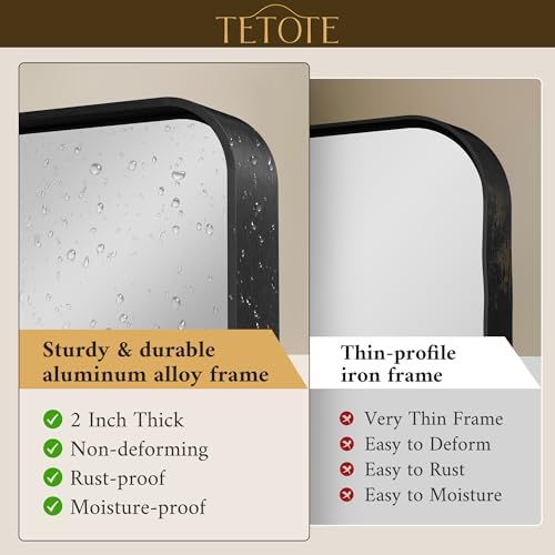 TETOTE Black Framed Mirrors for Bathroom, 2 Inch Thick Frame 22 x 30 Inch Brushed Metal Frame Wall Mounted Rectangle Mirror for Vanity(Horizontal/Vertical)