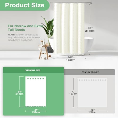 Dynamene Stall Boho Farmhouse Shower Curtain Tufted Chevron 60"x84" Cream