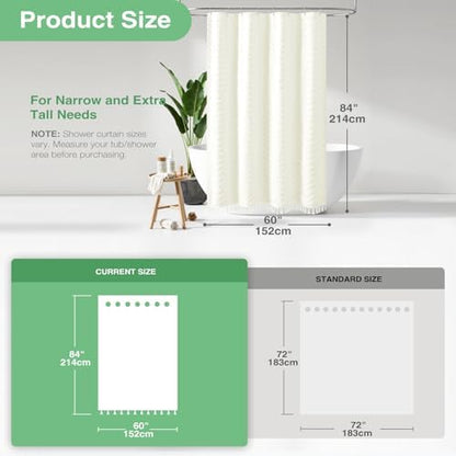 Dynamene Stall Boho Farmhouse Shower Curtain Tufted Chevron 60"x84" Cream